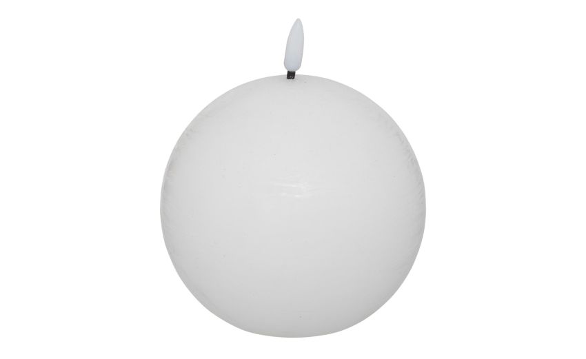 Candela tonda in cera con fiamma led bianca Ø10 cm--Bianco-Cera Candela tonda in cera con fiamma led bianca Ø10 cm--Bianco-Cera