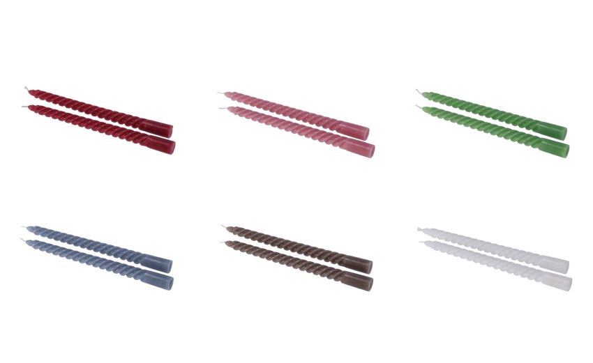 Set 2 candele a spirale h30 cm-Colori assortiti--Cera Set 2 candele a spirale h30 cm-Colori assortiti--Cera