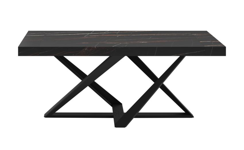 Nevada tavolo rettangolare allungabile nero-Piano in melaminico e gambe in metallo verniciato-Nero-Melaminico-78 cmx180 cm Nevada tavolo rettangolare allungabile nero-Piano in melaminico e gambe in metallo verniciato-Nero-Melaminico-78 cmx180 cm