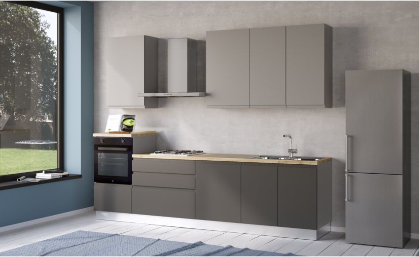 Iris cucina 300 cm colore grigio scuro e grigio chiaro-2 elettrodomestici--Melaminico Iris cucina 300 cm colore grigio scuro e grigio chiaro-2 elettrodomestici--Melaminico