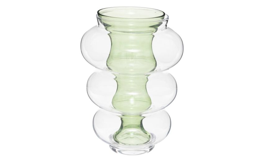 Double vaso in vetro verde e trasparente h36 cm--Verde-Vetro Double vaso in vetro verde e trasparente h36 cm--Verde-Vetro