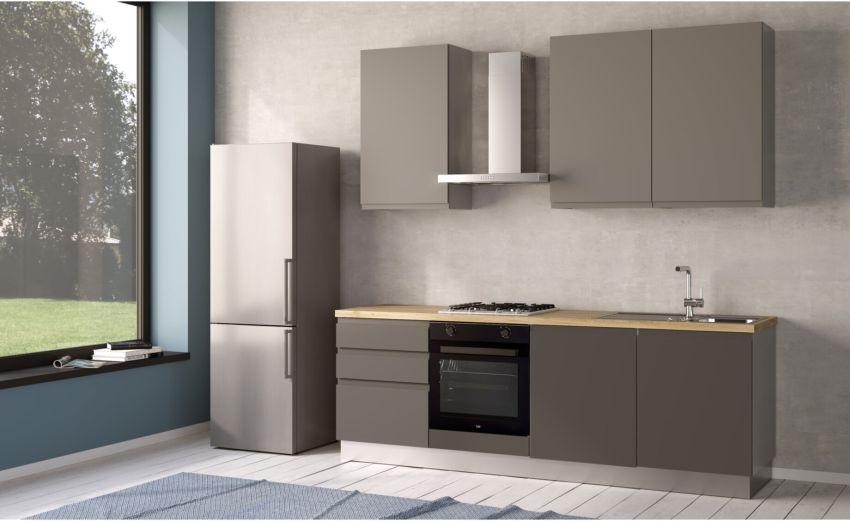 Iris cucina 240 cm colore grigio scuro e grigio chiaro-2 elettrodomestici--Melaminico Iris cucina 240 cm colore grigio scuro e grigio chiaro-2 elettrodomestici--Melaminico