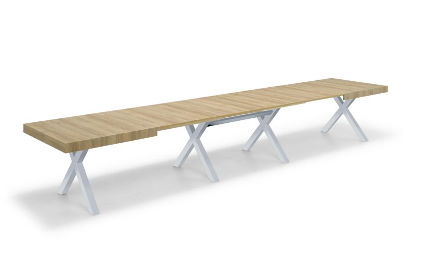 XL tavolo allungabile bianco e rovere naturale-Allungabile fino a 500 cm-Legno--75 cmx200 cm XL tavolo allungabile bianco e rovere naturale-Allungabile fino a 500 cm-Legno--75 cmx200 cm