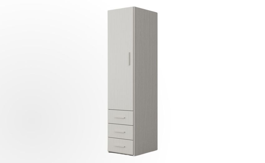 Cabrio armadio 1 anta 3 cassetti betulla-L.49 x H.208 x P.62 cm-Legno bianco-Pannello ecologico-208 cmx49 cm Cabrio armadio 1 anta 3 cassetti betulla-L.49 x H.208 x P.62 cm-Legno bianco-Pannello ecologico-208 cmx49 cm