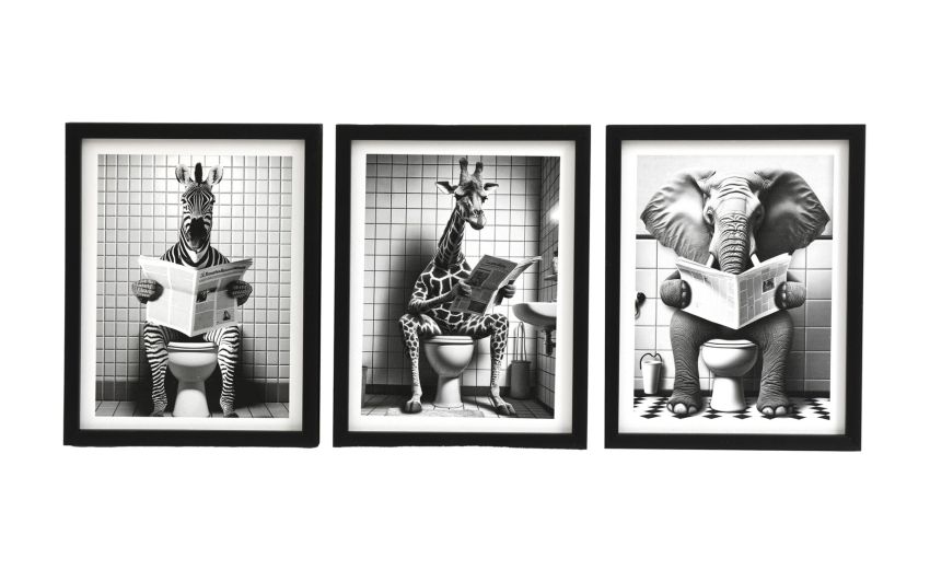 Safari bathroom quadro 25x20 cm---Tela-25 cmx20 cm Safari bathroom quadro 25x20 cm---Tela-25 cmx20 cm