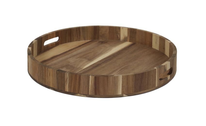 Vassoio in legno di acacia tondo Ø40 cm--Legno naturale-Legno Vassoio in legno di acacia tondo Ø40 cm--Legno naturale-Legno