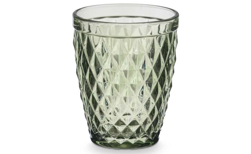 Diamante bicchiere in vetro verde 250 ml--Verde-Vetro Diamante bicchiere in vetro verde 250 ml--Verde-Vetro