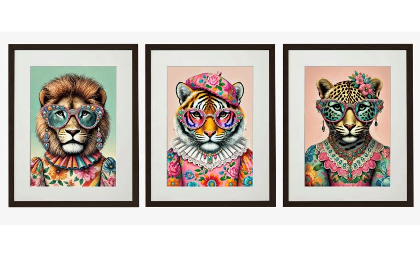 Big cat stampa incorniciata 30x40 cm--Multicolore-Tela Big cat stampa incorniciata 30x40 cm--Multicolore-Tela