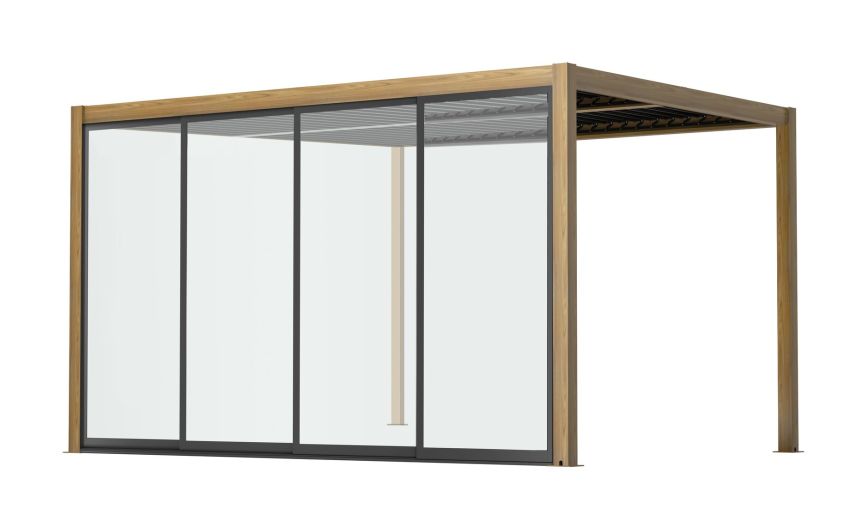 Vetro scorrevole per pergola 4 metri--Trasparente-Vetro-238 cmx370 cm Vetro scorrevole per pergola 4 metri--Trasparente-Vetro-238 cmx370 cm