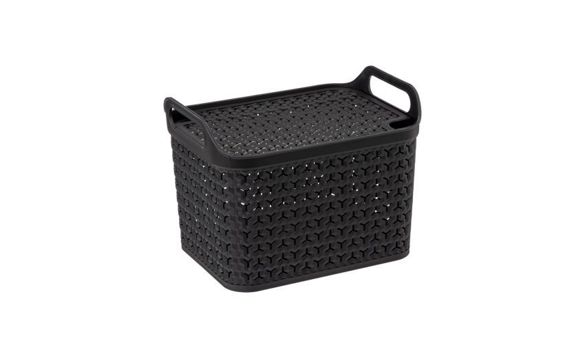 Contenitore con coperchio in tessuto nero 12 litri--Nero-Polipropilene-23 cmx23 Contenitore con coperchio in tessuto nero 12 litri--Nero-Polipropilene-23 cmx23