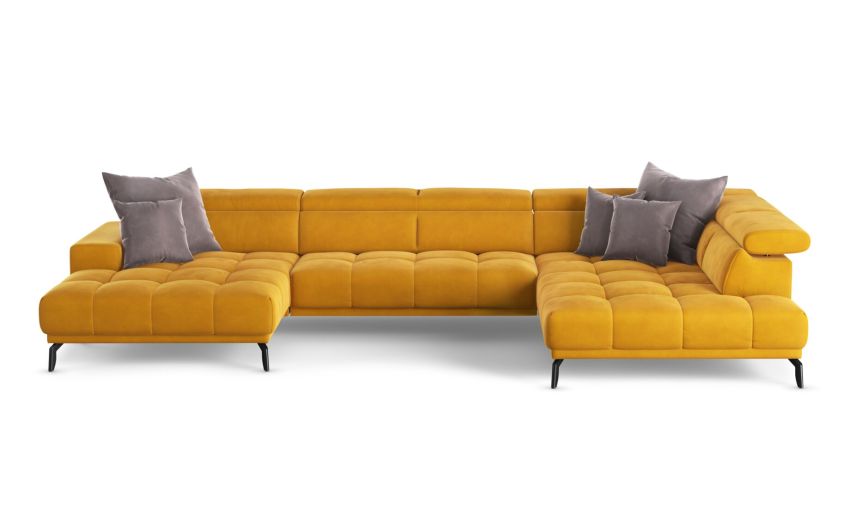 Narciso divano relax doppio angolo in tessuto giallo-Seduta relax elettrica allungabile-Giallo-Velluto-94 cmx400 cm Narciso divano relax doppio angolo in tessuto giallo-Seduta relax elettrica allungabile-Giallo-Velluto-94 cmx400 cm