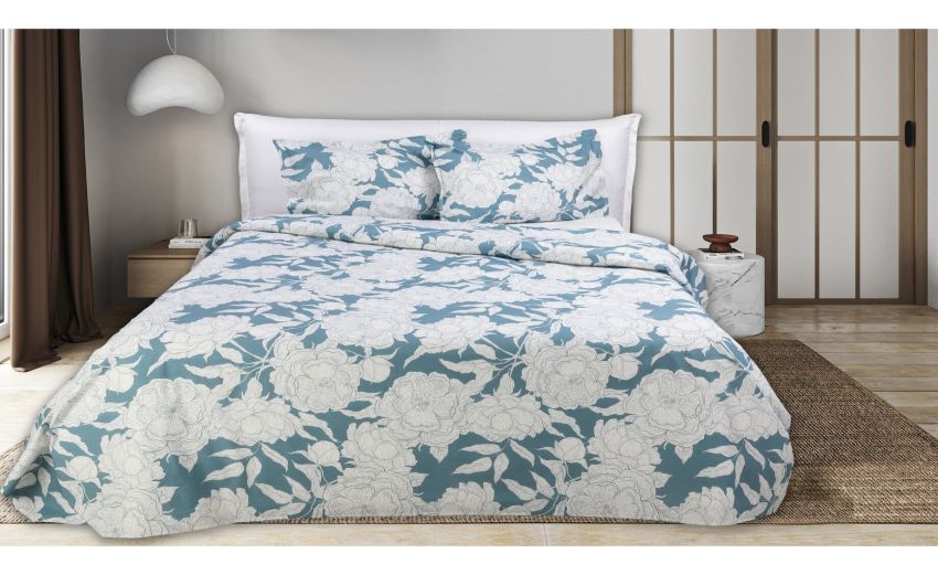 Stromboli Completo Letto Matrimoniale Avio Floreale 100% Cotone--Blu-Cotone Stromboli Completo Letto Matrimoniale Avio Floreale 100% Cotone--Blu-Cotone