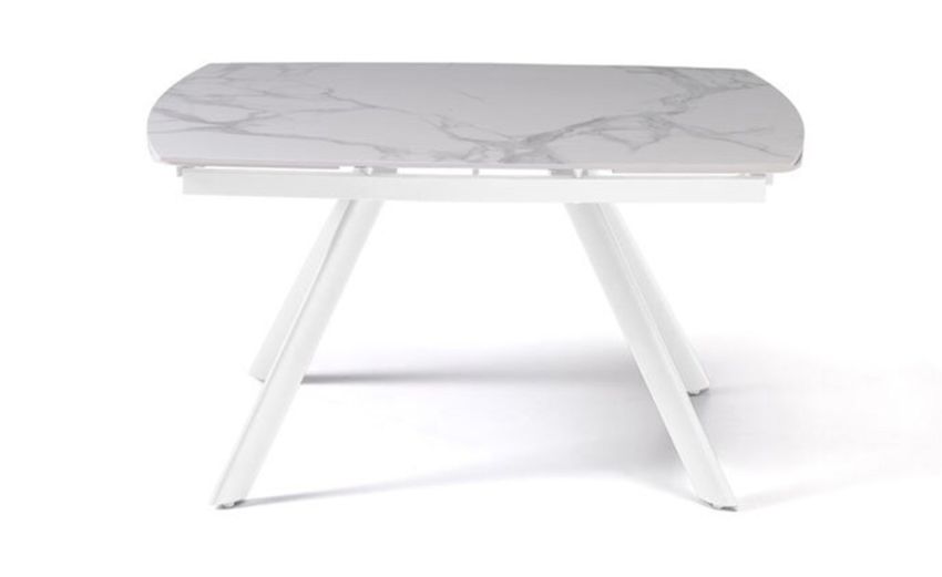 Eliseo tavolo allungabile bianco-Con piano in pietra sintetica bianco lucido effetto marmo-Bianco-Pietra-76 cmx140 cm Eliseo tavolo allungabile bianco-Con piano in pietra sintetica bianco lucido effetto marmo-Bianco-Pietra-76 cmx140 cm