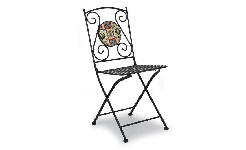 Ginger sedia in ferro con inserto mosaico-Sedia pieghevole-Grigio-Metallo-86 cmx37 cm Ginger sedia in ferro con inserto mosaico-Sedia pieghevole-Grigio-Metallo-86 cmx37 cm