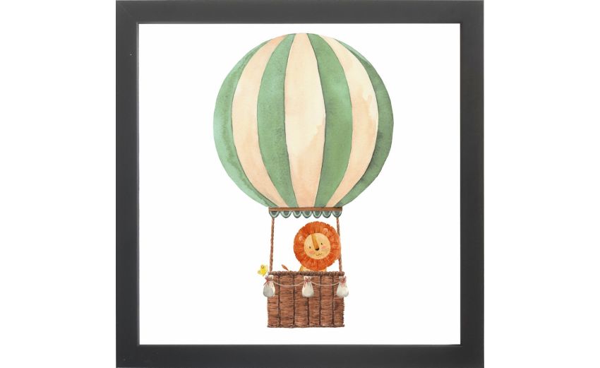 Albers stampa mongolfiera cornice nera 30x30 cm--Multicolore-Legno-30 cmx30 cm Albers stampa mongolfiera cornice nera 30x30 cm--Multicolore-Legno-30 cmx30 cm