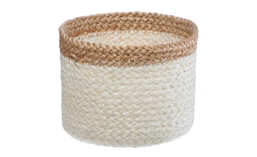 Cestino in juta bianco con bordo naturale Ø16 cm- -Bianco-Juta Cestino in juta bianco con bordo naturale Ø16 cm- -Bianco-Juta