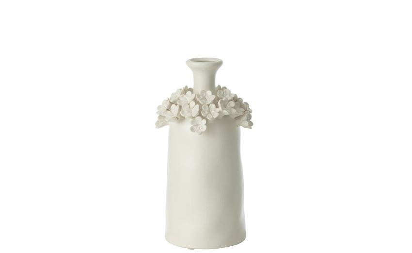 Yucca vaso con fiore in ceramica bianca 15x31 cm--Bianco-Ceramica Yucca vaso con fiore in ceramica bianca 15x31 cm--Bianco-Ceramica