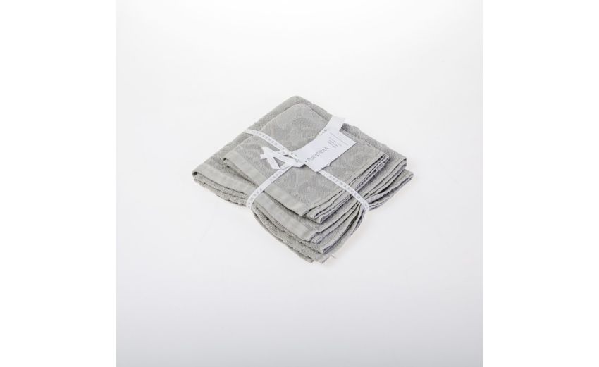 Miguel Set 2 Asciugamani Spugna Perla 100% Cotone Stone Washed-Con motivo in rilievo-Grigio chiaro-Cotone Miguel Set 2 Asciugamani Spugna Perla 100% Cotone Stone Washed-Con motivo in rilievo-Grigio chiaro-Cotone