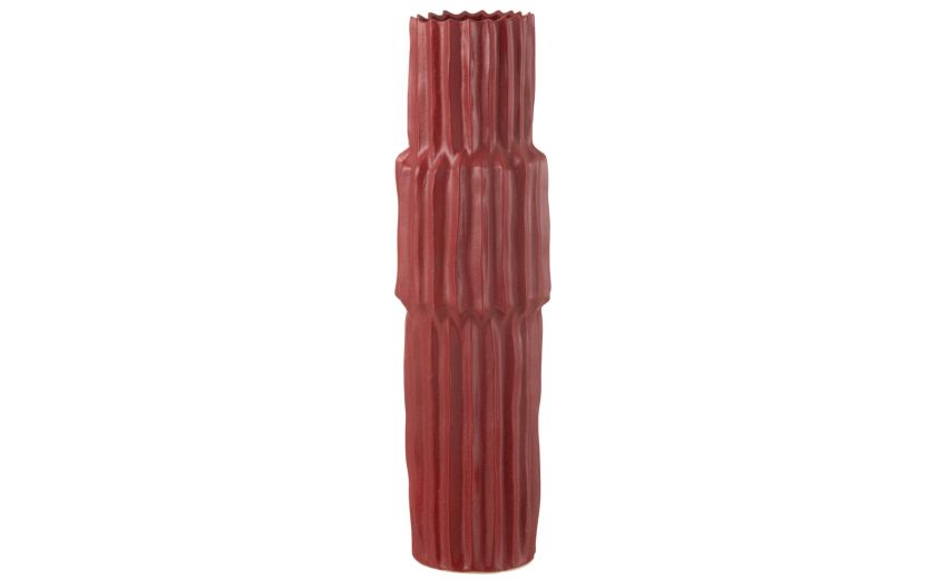 Vaso rigato in porcellana rosso L---Porcellana Vaso rigato in porcellana rosso L---Porcellana