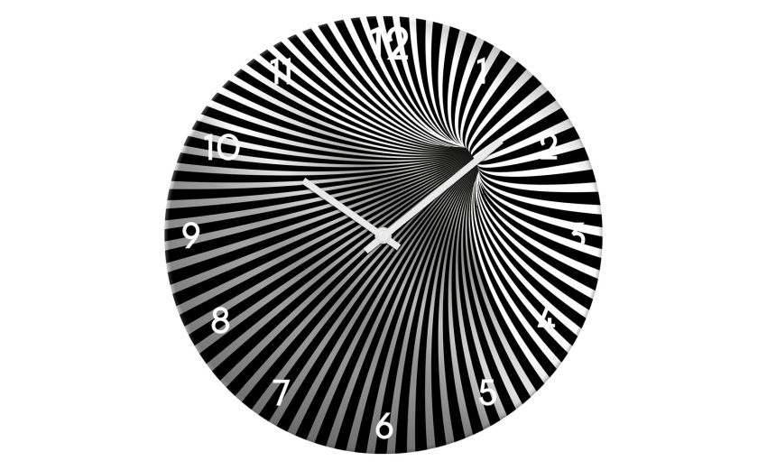 Op-Art orologio in vetro bianco e nero Ø30 cm---Metallo-30 cmx30 cm Op-Art orologio in vetro bianco e nero Ø30 cm---Metallo-30 cmx30 cm