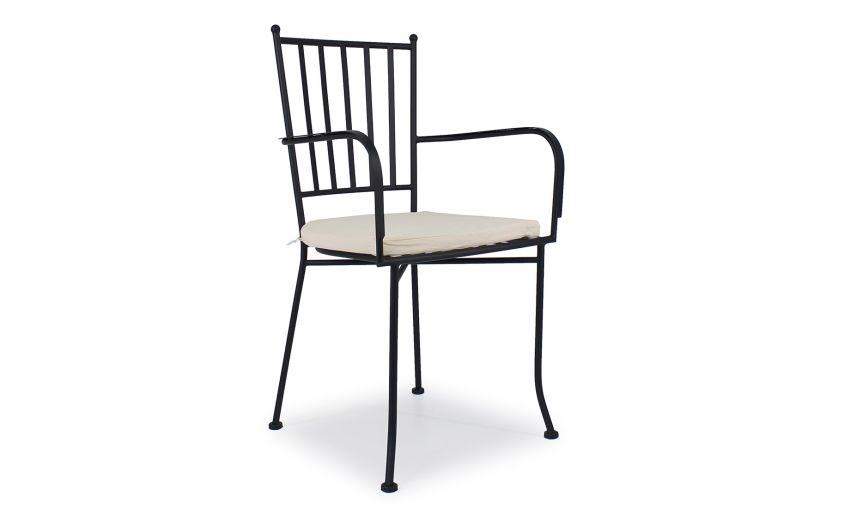 Lina sedia in ferro con braccioli e cuscino incluso-Impilabile -Nero-Ferro-91 cmx51 cm Lina sedia in ferro con braccioli e cuscino incluso-Impilabile -Nero-Ferro-91 cmx51 cm