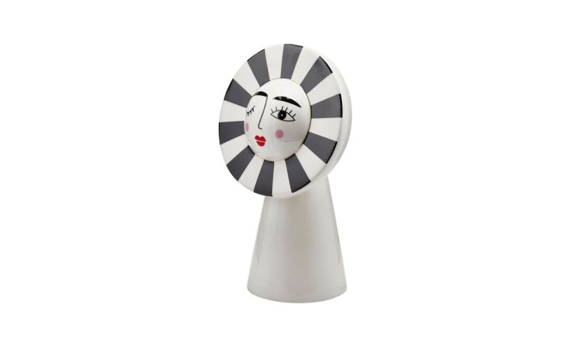 Vaso faccia disco bianco e nero h32 cm--Bianco Vaso faccia disco bianco e nero h32 cm--Bianco