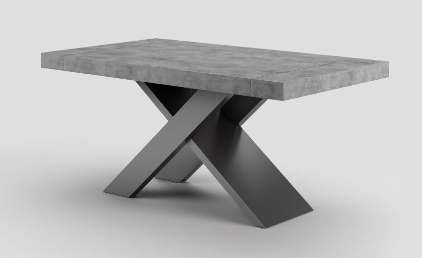 Twin tavolo cemento scuro L160/260 cm-Tavolo allungabile-Grigio-Nobilitato-76 cmx160 cm Twin tavolo cemento scuro L160/260 cm-Tavolo allungabile-Grigio-Nobilitato-76 cmx160 cm