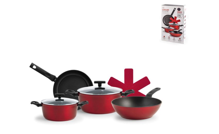 Ecoflame batteria 7 pezzi a induzione-antiaderente-Rosso Ecoflame batteria 7 pezzi a induzione-antiaderente-Rosso