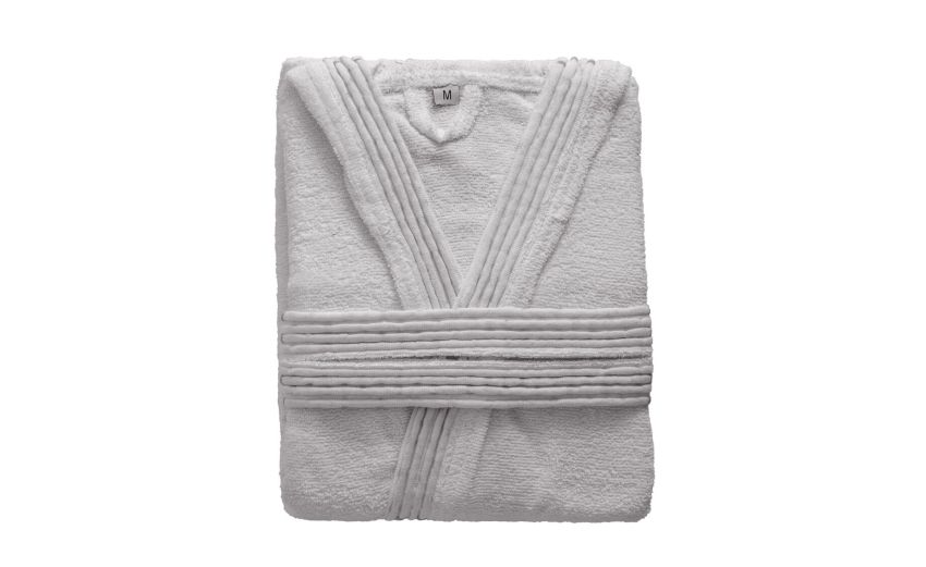 Terry accappatoio in cotone grigio L--Grigio-Cotone Terry accappatoio in cotone grigio L--Grigio-Cotone