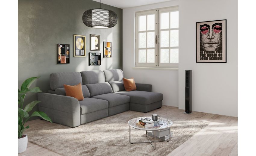Sogno divano in tessuto marrone-Con penisola reversibile-Marrone-Tessuto-79 cmx282 cm Sogno divano in tessuto marrone-Con penisola reversibile-Marrone-Tessuto-79 cmx282 cm