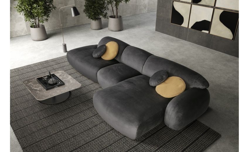 Bubble divano con penisola in tessuto nero --Nero-Tessuto-80 cmx369 cm Bubble divano con penisola in tessuto nero --Nero-Tessuto-80 cmx369 cm