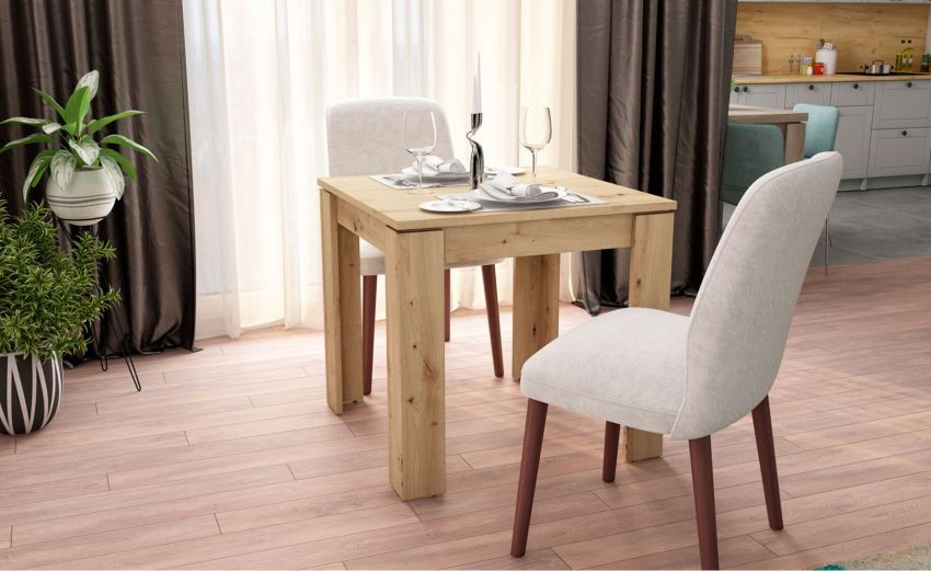 Texas tavolo quadrato rovere-Con piano in pannello melaminico-Legno naturale-Melaminico-75 cmx80 cm Texas tavolo quadrato rovere-Con piano in pannello melaminico-Legno naturale-Melaminico-75 cmx80 cm