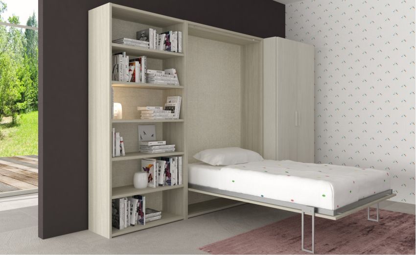 Cabrio letto piazza e mezza a scomparsa betulla-In pannello-Legno naturale-Pannello-Piazza e mezza Cabrio letto piazza e mezza a scomparsa betulla-In pannello-Legno naturale-Pannello-Piazza e mezza