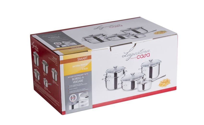 Smart batteria di pentole 9 pezzi - -Cromo-Acciaio Smart batteria di pentole 9 pezzi - -Cromo-Acciaio