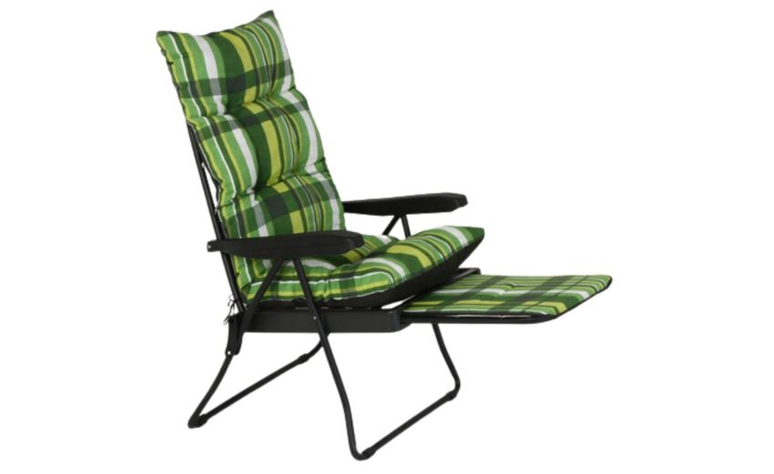 Flock poltrona sdraio con cuscino verde scozzese-In metallo verniciato e poggiapiedi estraibile-Verde-Metallo-60 cmx165 cm Flock poltrona sdraio con cuscino verde scozzese-In metallo verniciato e poggiapiedi estraibile-Verde-Metallo-60 cmx165 cm