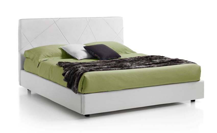 Tom letto matrimoniale contenitore bianco-In similpelle Tom letto matrimoniale contenitore bianco-In similpelle