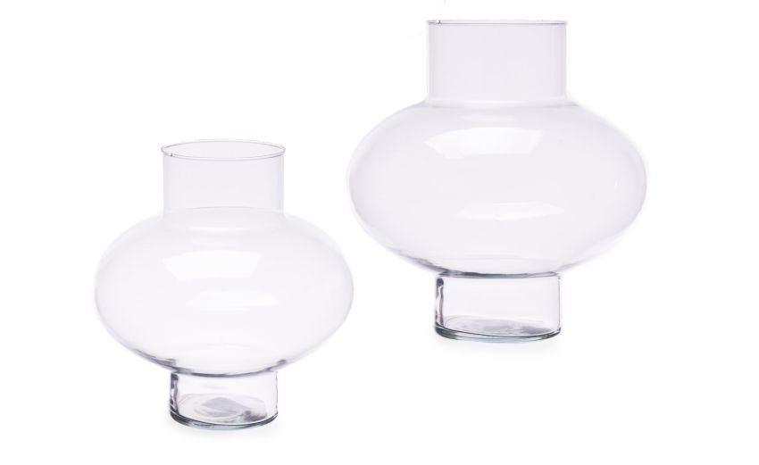 Vaso sfera piatta in vetro trasparente--Trasparente-Vetro Vaso sfera piatta in vetro trasparente--Trasparente-Vetro