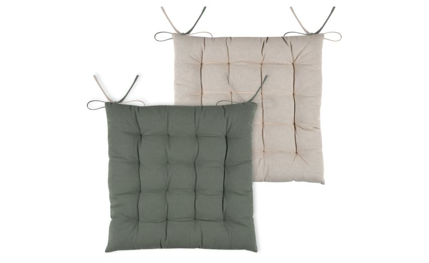 Duo cuscino sedia 2 lati beige e verde 40x40 cm---Cotone-40 cmx40 cm Duo cuscino sedia 2 lati beige e verde 40x40 cm---Cotone-40 cmx40 cm