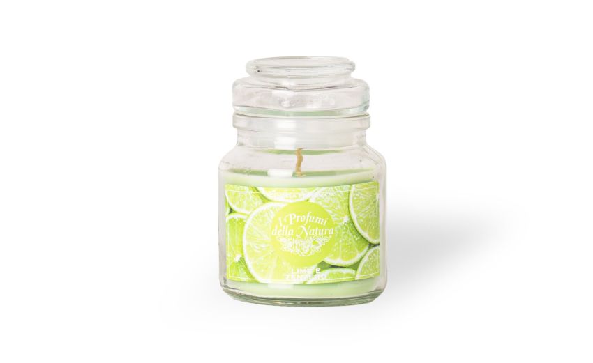 Giara candela lime/zenzero 125 gr--Verde-Cera-14 cmx10 cm Giara candela lime/zenzero 125 gr--Verde-Cera-14 cmx10 cm