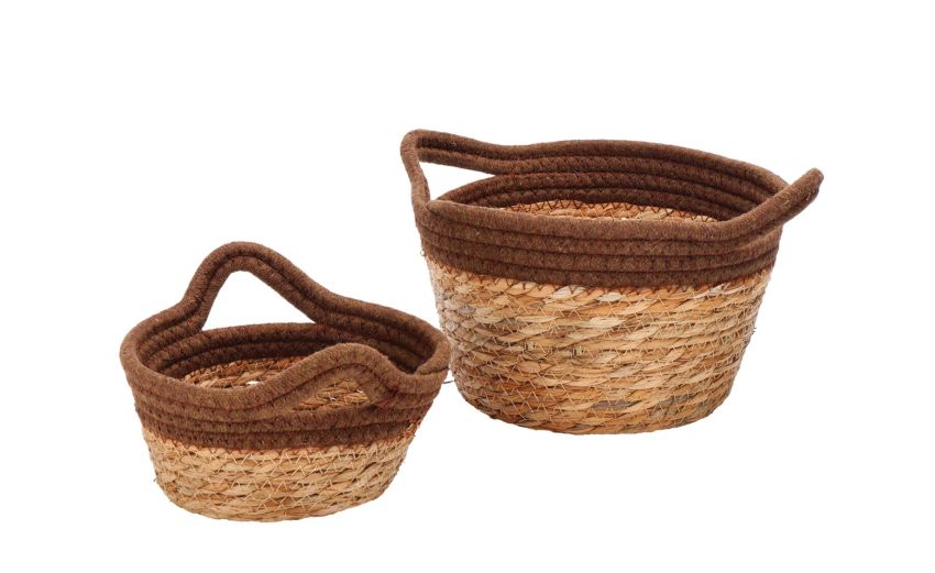 Lian cestino arredo in fibra naturale e cotone Ø16 x 11 cm---Cotone Lian cestino arredo in fibra naturale e cotone Ø16 x 11 cm---Cotone