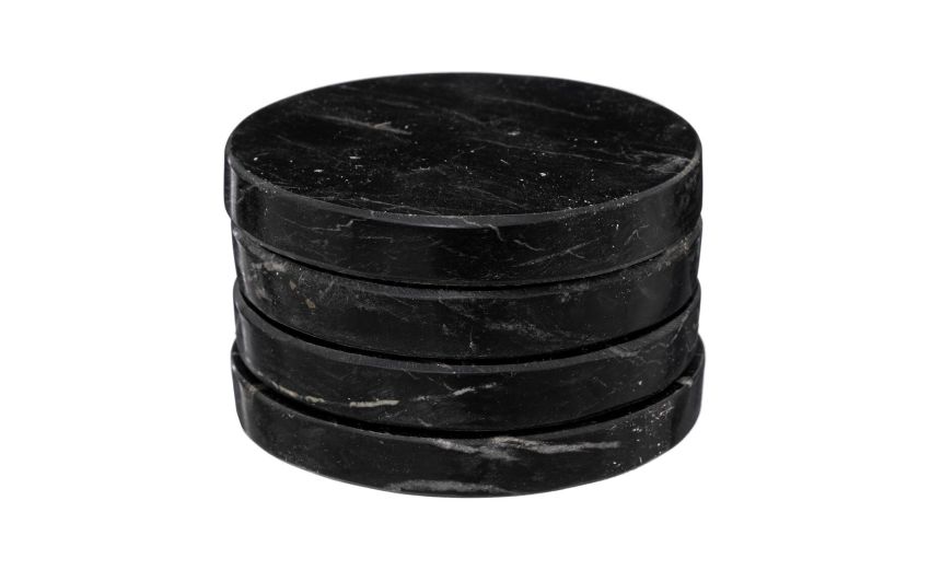 Set 4 sottobicchieri in marmo nero Ø10 cm--Nero-Marmo Set 4 sottobicchieri in marmo nero Ø10 cm--Nero-Marmo