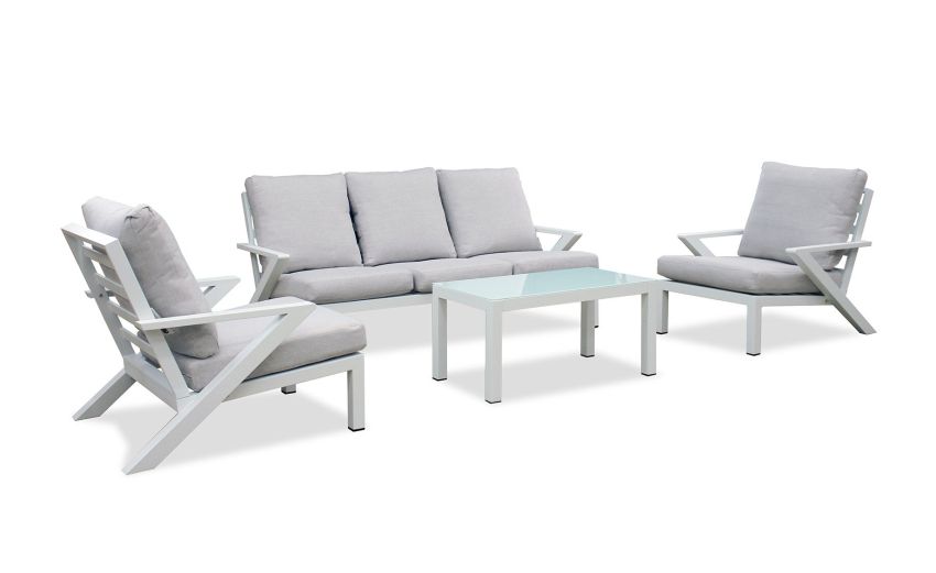 Malaga2 set in alluminio bianco e grigio-1 divano Malaga2 set in alluminio bianco e grigio-1 divano