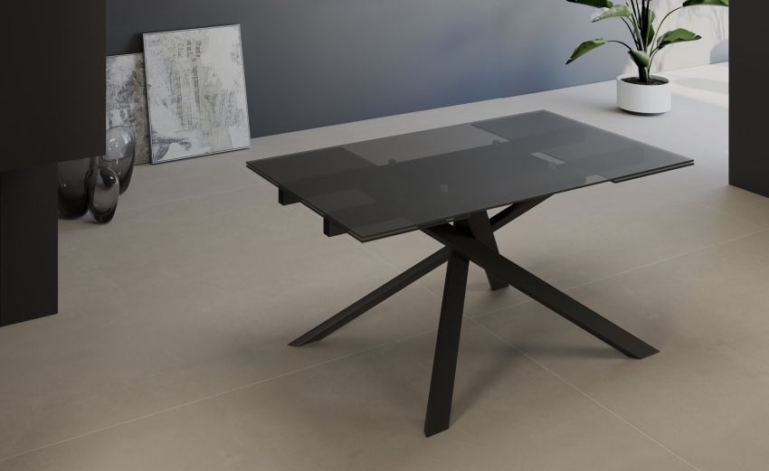 Vienna tavolo allungabile 160 nero e vetro fumè--Nero-Vetro-75 cmx160 cm Vienna tavolo allungabile 160 nero e vetro fumè--Nero-Vetro-75 cmx160 cm