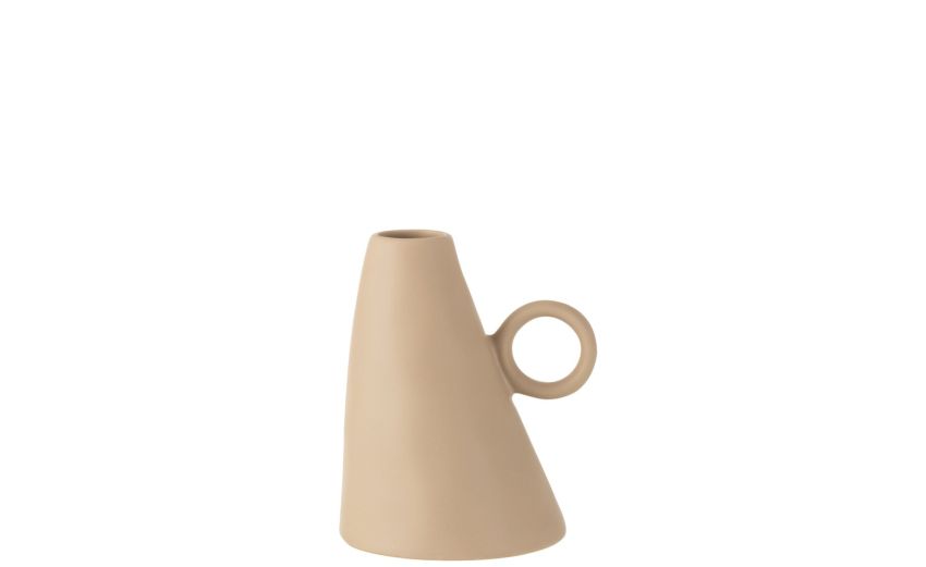 Vaso inclinato in ceramica beige--Beige-Ceramica Vaso inclinato in ceramica beige--Beige-Ceramica