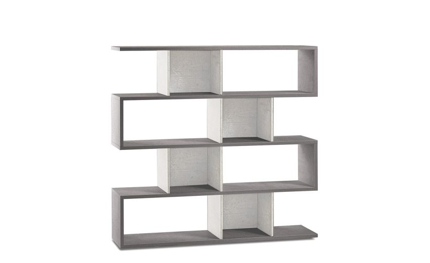 Book libreria a parete cemento/ossido bianco h144 cm--Bianco-Pannello melaminico-144 cmx150 cm Book libreria a parete cemento/ossido bianco h144 cm--Bianco-Pannello melaminico-144 cmx150 cm