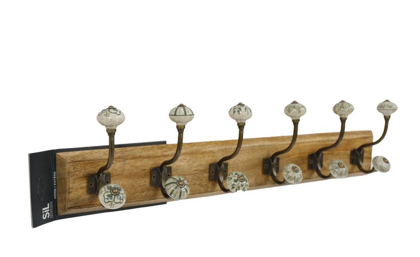 Wood barra appendiabiti a muro vintage-6 ganci-Legno-Legno Wood barra appendiabiti a muro vintage-6 ganci-Legno-Legno