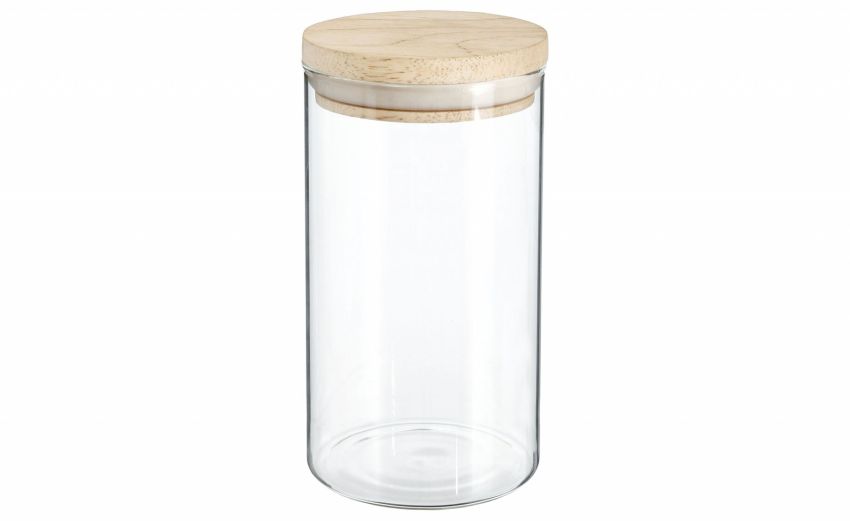 Wood barattolo in vetro con tappo in legno 1L - -Trasparente-Vetro Wood barattolo in vetro con tappo in legno 1L - -Trasparente-Vetro