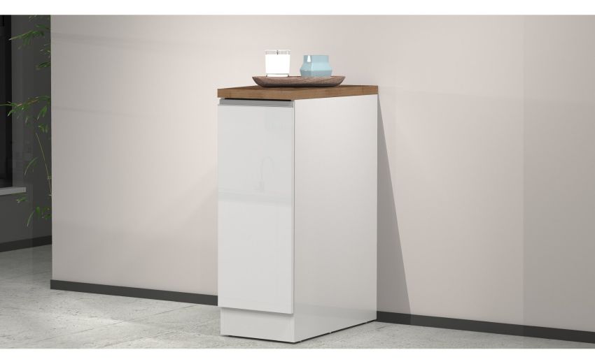 Snack mobile 1 anta bianco lucido/rovere h85 cm--Bianco-Pannello-85 cmx30 cm Snack mobile 1 anta bianco lucido/rovere h85 cm--Bianco-Pannello-85 cmx30 cm