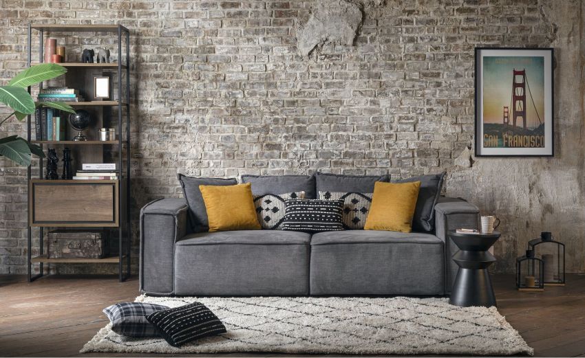 Bayron divano megasofà in tessuto grigio-Con larga seduta e maxi profondità-Grigio-Tessuto-83 cmx244 cm Bayron divano megasofà in tessuto grigio-Con larga seduta e maxi profondità-Grigio-Tessuto-83 cmx244 cm