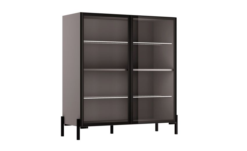Sofia vetrina 2 ante colore titanio e fume'--Marrone-Vetro-134 cmx125 cm Sofia vetrina 2 ante colore titanio e fume'--Marrone-Vetro-134 cmx125 cm